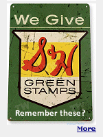 In 1896, the company Sperry & Hutchinson known as S&H  created a rewards program for companies in the United States who wanted to give customers an incentive to come back to their stores and other establishments. Soon the stamps were everywhere. You could get them with your fill-up at gas stations, while shopping at the grocery store, and with purchases at select department stores.